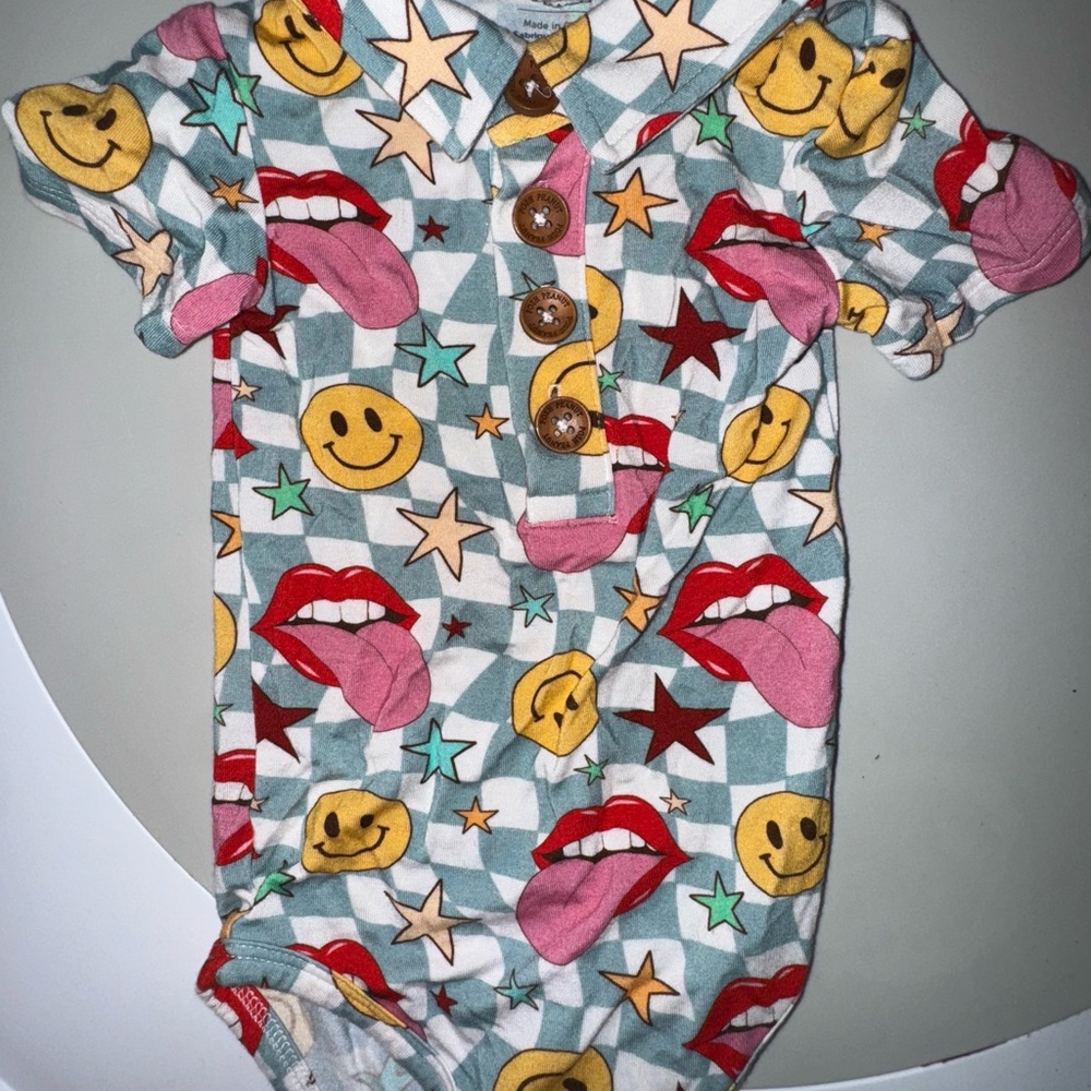 Posh Peanut Blue and Pink Baby Onesie